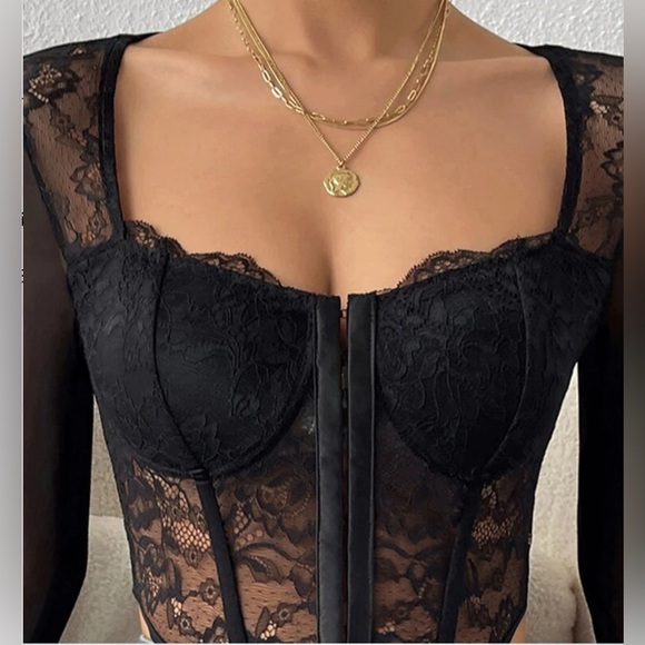 Black Lace Corset Top - Picture 3 of 10